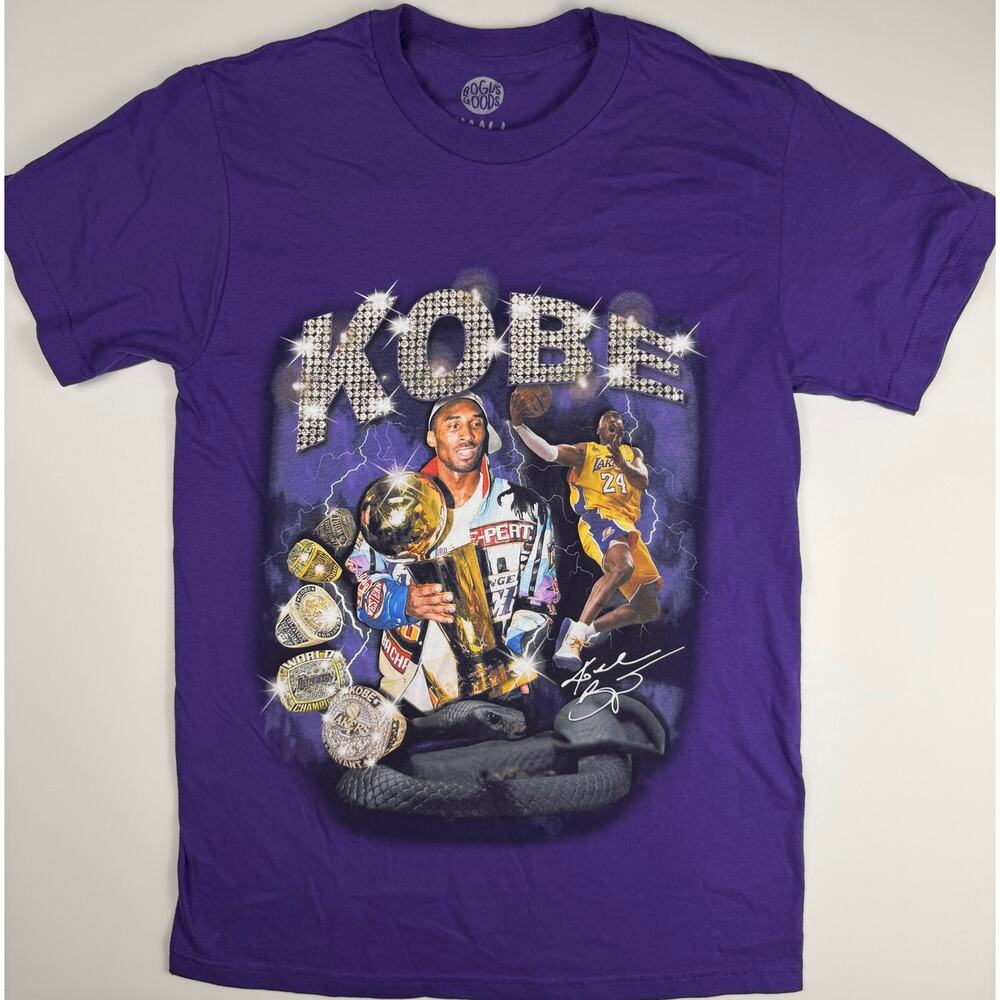 Kobe Bryant Graphic T Shirt Purple Rings Trophy Lakers Tribute Tee Size Small